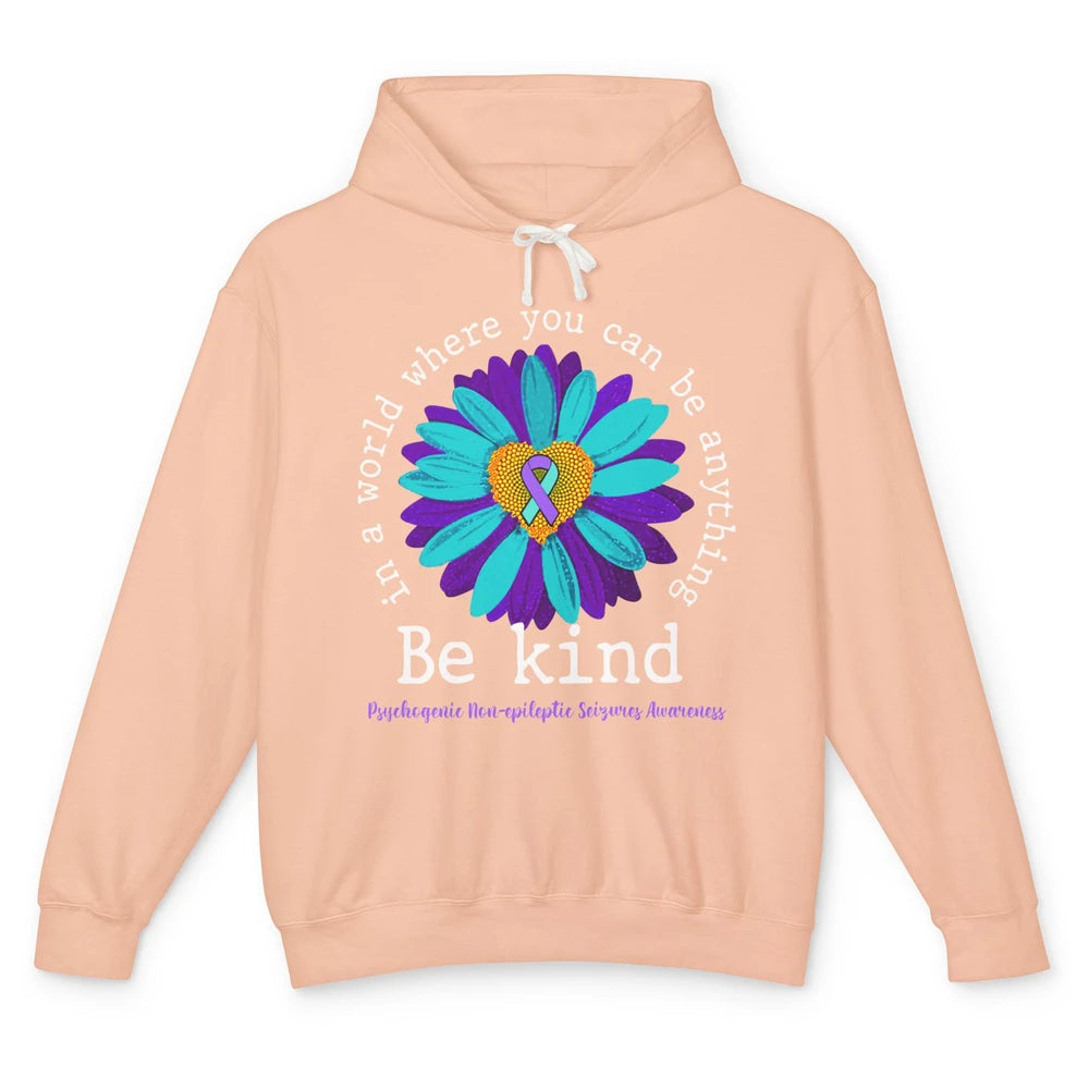 PNES Awareness Purple Teal Ribbon Sunflower Be Kind Unisex Lightweight Hoodie