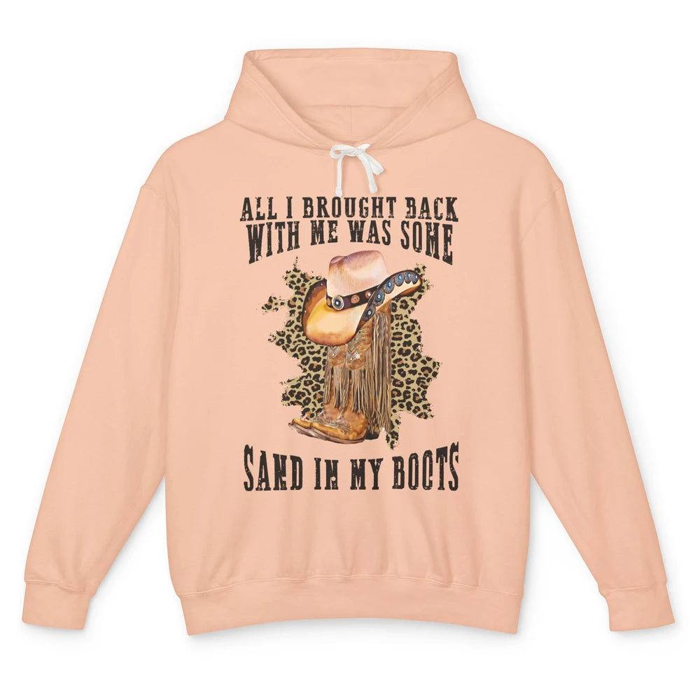 Retro Leopard Sand In My Boot Western Country Cowgirl Cowboy Unisex Lightweight Hoodie