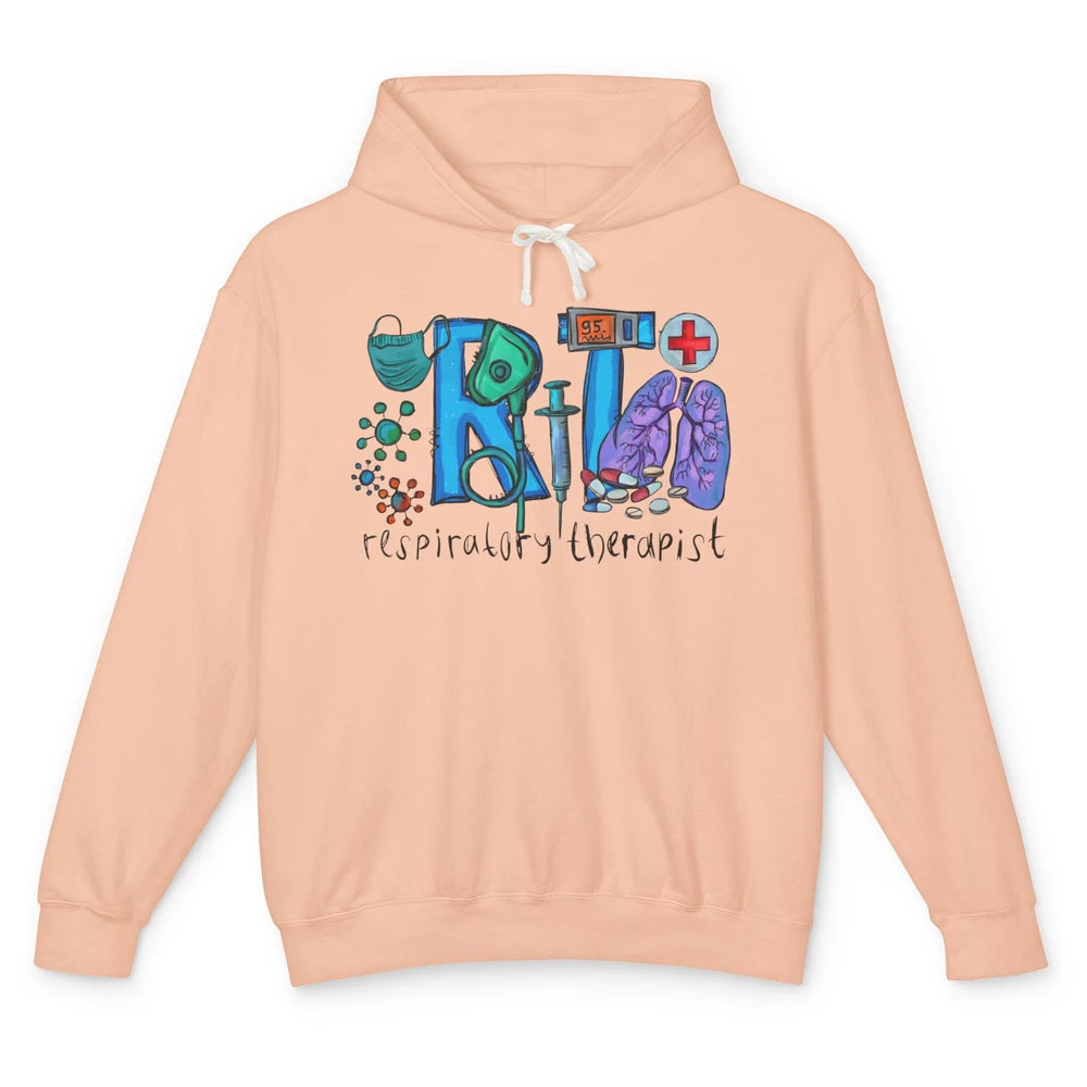 Respiratory Therapist Western Respiratory Therapy Hand Drawn Unisex Lightweight Hoodie