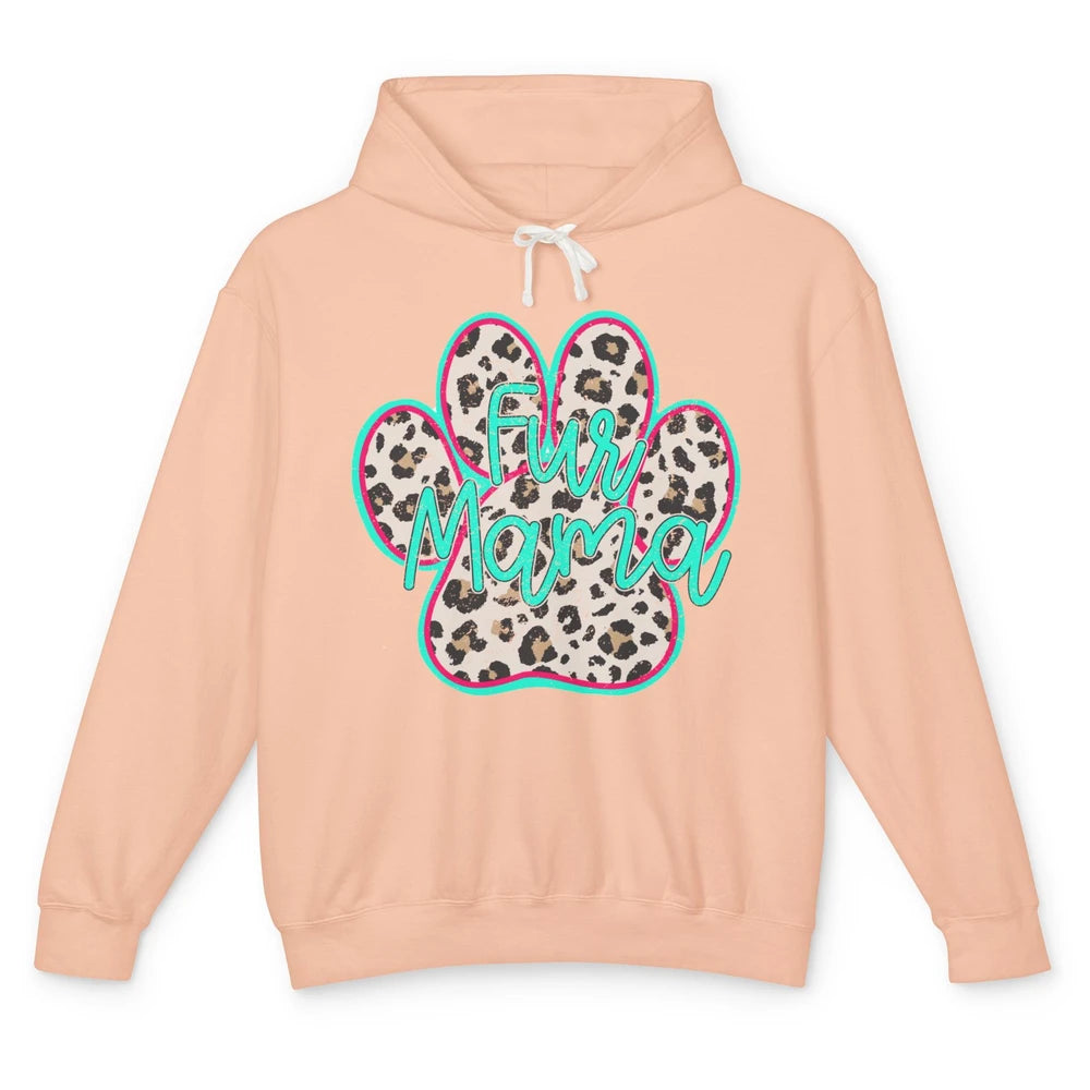 Retro Leopard Fur Mama Dog Paws Dog Mama Western Dog Mama Unisex Lightweight Hoodie