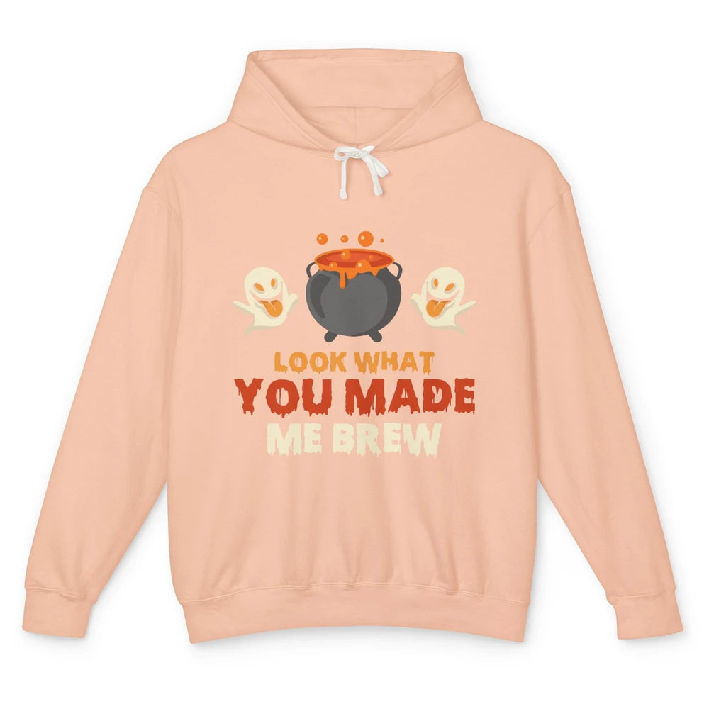 Funny Look What You Made Me Brew Boo Halloween Spooky Season Unisex Lightweight Hoodie