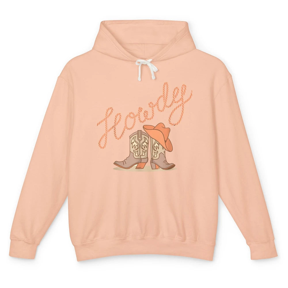 Retro Howdy Cowboy Hat Boots Western Country Cowgirl Music Unisex Lightweight Hoodie
