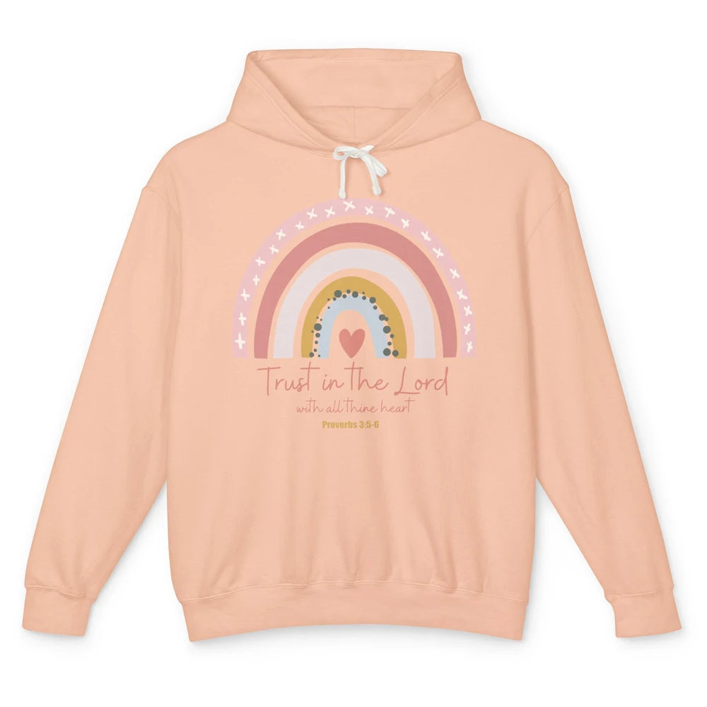 Rainbow Trust In The Lord With All Heart Christian Religious Unisex Lightweight Hoodie