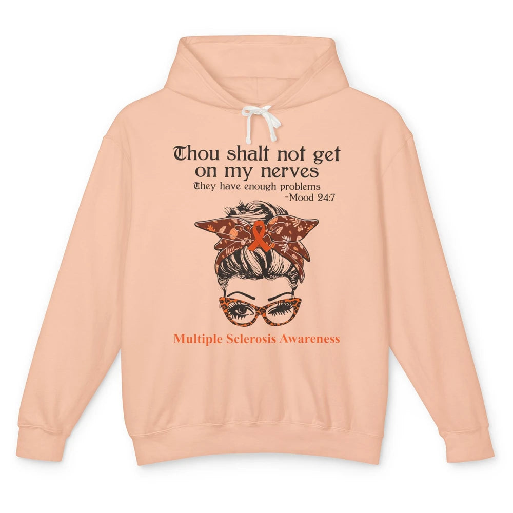 Multiple Sclerosis Awareness Messy Bun Ms Cancer Warrior Unisex Lightweight Hoodie