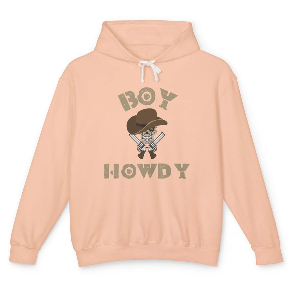 Retro Boy Howdy Rodeo Cowboy Skull Vintage Western Country Unisex Lightweight Hoodie