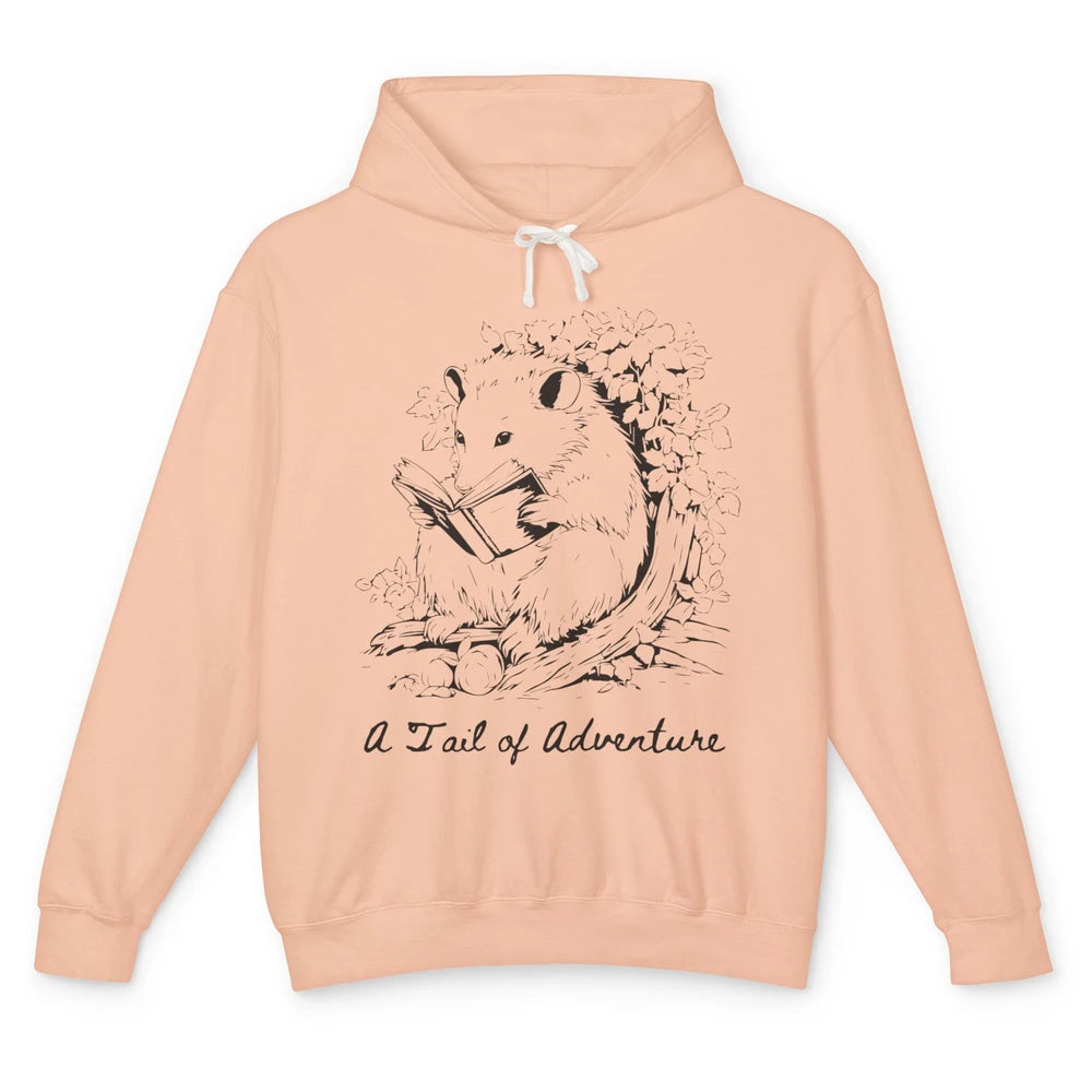Opossum Reading Books Cute Possum Cat Lovers Team Trash Unisex Lightweight Hoodie