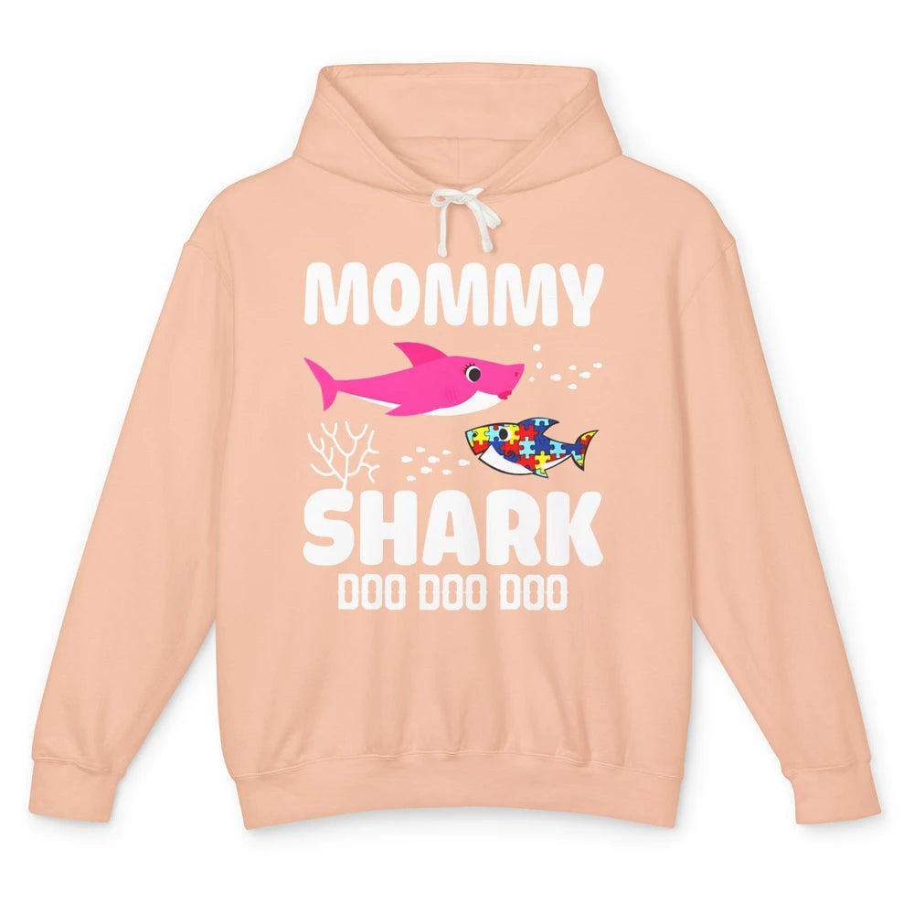 Mommy Shark Autism Shark Puzzle Autism Mom Autism Awareness Unisex Lightweight Hoodie