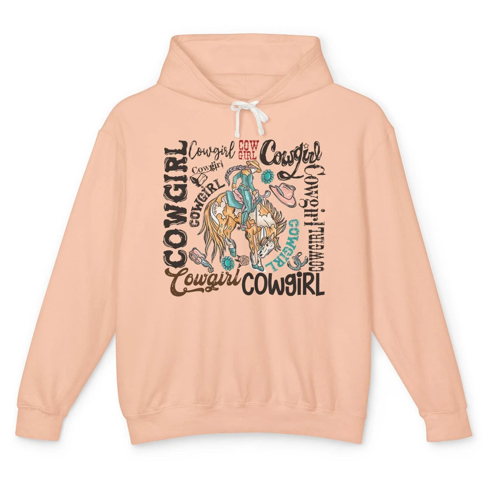 Retro Cowgirl Rodeo Wild Western Country Cowboy Hat Unisex Lightweight Hoodie