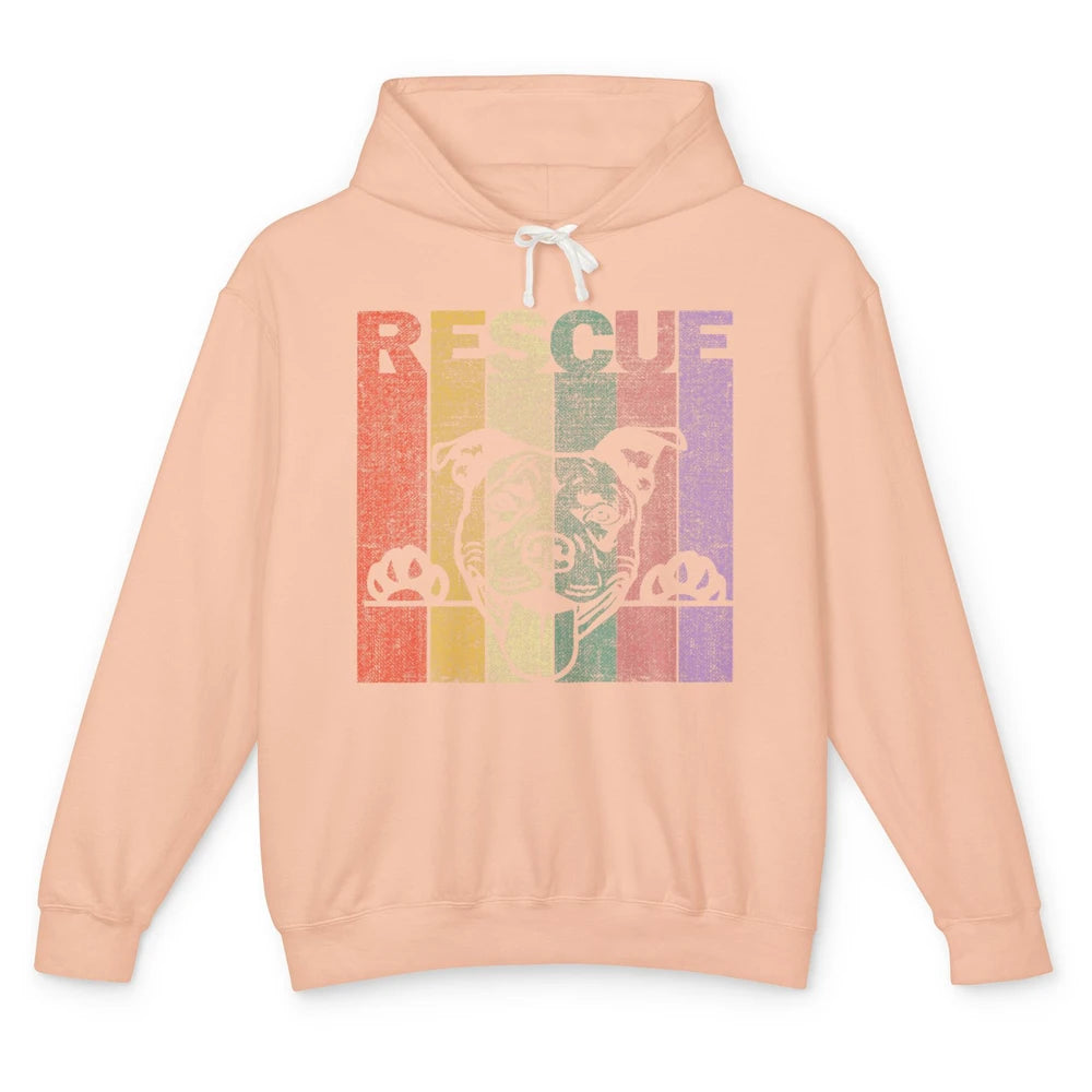 Rescue Dog Pitbull Puppy Adopt Vintage Funny Pet Rescuer Mom Unisex Lightweight Hoodie