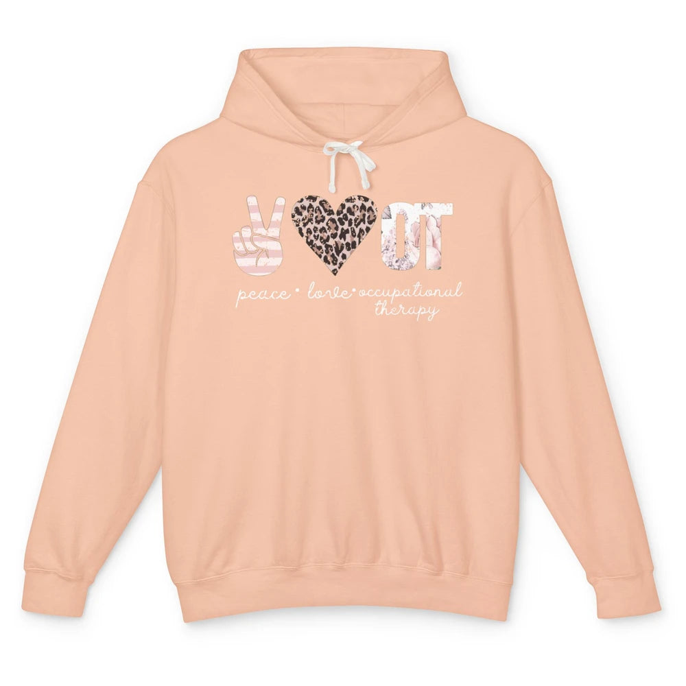 Retro Occupational Therapist Peace Love Occupational Therapy Unisex Lightweight Hoodie