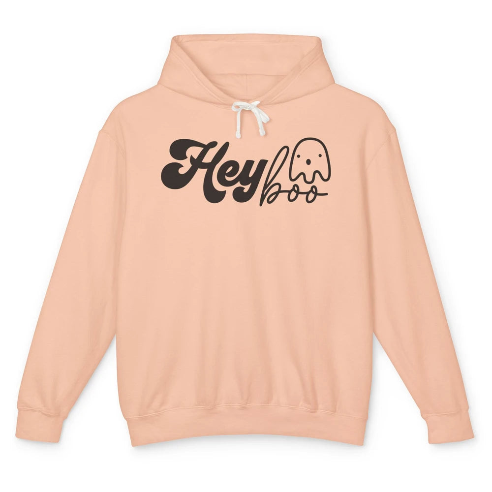 Funny Ghost Hey Boo Pumpkin Halloween Autumn Thanksgiving Unisex Lightweight Hoodie