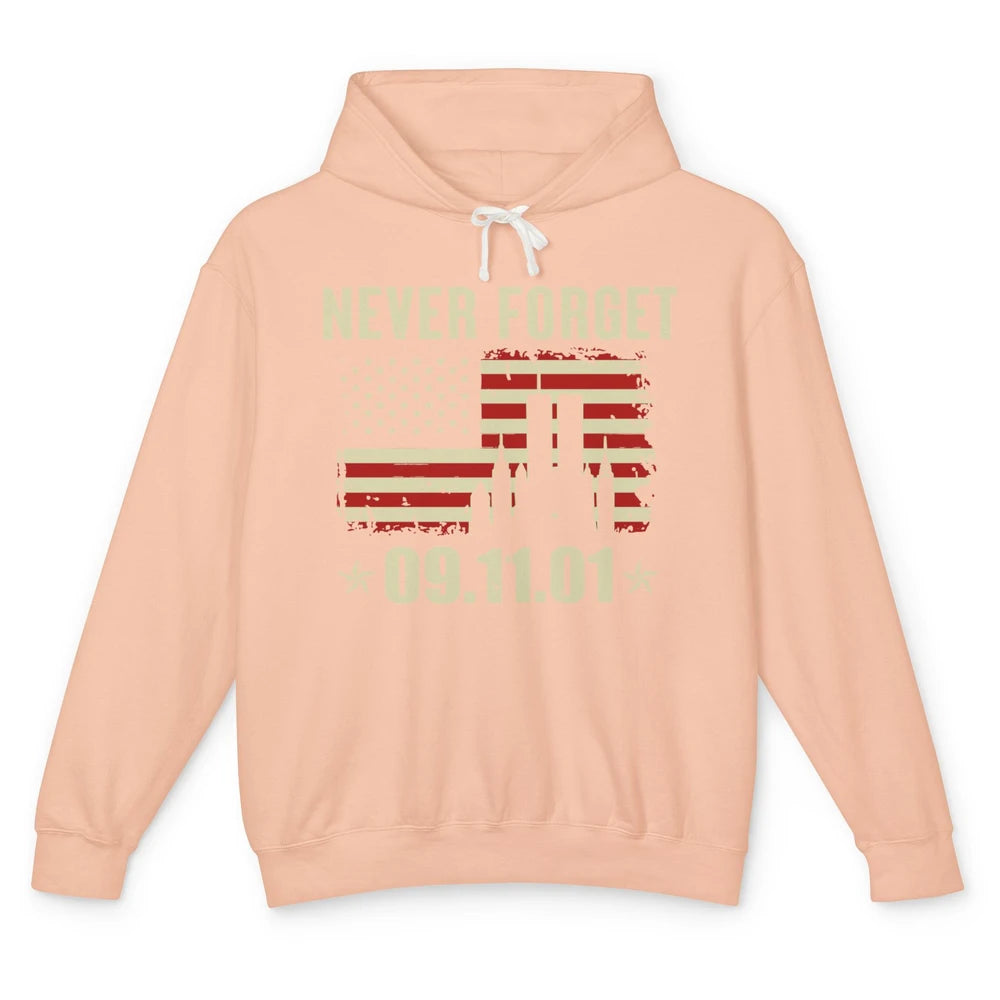 Retro Never Forget 911 American Flag Patriotic Memorial Gift Unisex Lightweight Hoodie