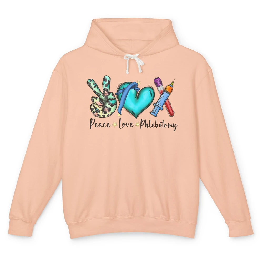 Phlebotomist Life Peace Love Phlebotomy Leopard Nurse Life Unisex Lightweight Hoodie