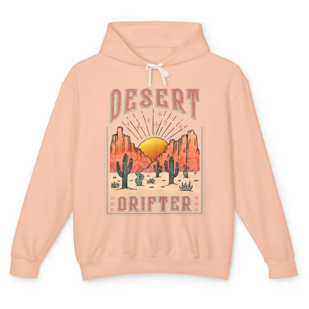 Retro Desert Cactus Sunset Desert Drifter Western Country Unisex Lightweight Hoodie