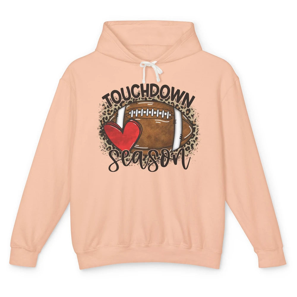 Retro Leopard Football Touchdown Season Football Player Gift Unisex Lightweight Hoodie