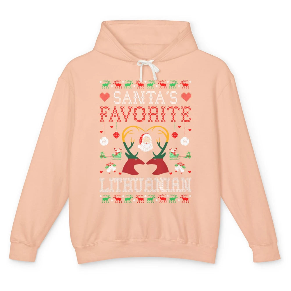 Merry Christmas Santa Favorite Lithuanian Xmas Ugly Santa Unisex Lightweight Hoodie