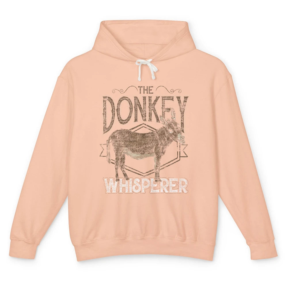 Retro Donkey Whisperer Farming Life Farm Animal Funny Donkey Unisex Lightweight Hoodie