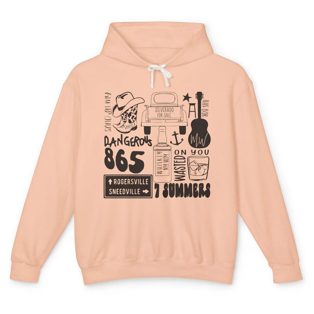 Retro Cowboy Boot Hat Sand In My Boots Western Country Music Unisex Lightweight Hoodie