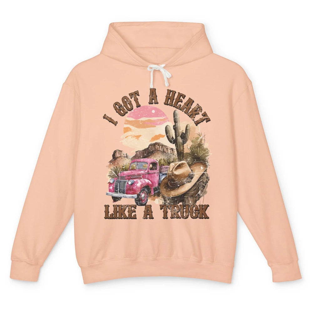 Retro Desert I Got A Heart Like A Truck Western Country Girl Unisex Lightweight Hoodie