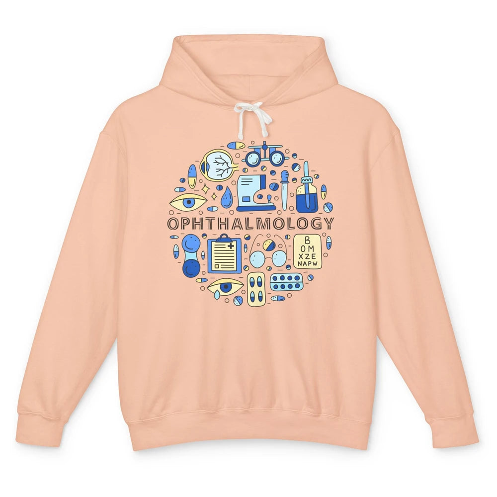 Optometrist Eye Chart Phoropter Symbols Ophthalmology Tech Unisex Lightweight Hoodie