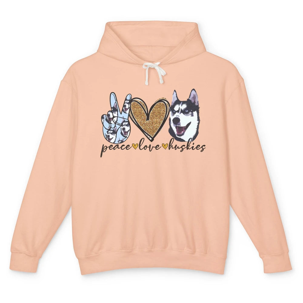 Peace Love Husky Funny Siberian Husky Mom Dog Lovers Gift Unisex Lightweight Hoodie