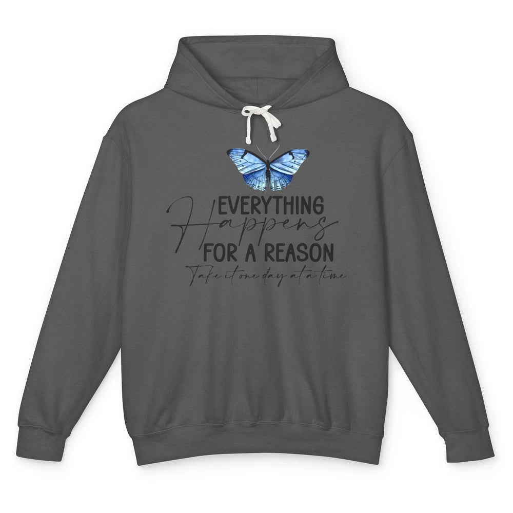 Retro Groovy Everything Happens For A Reason Inspirational Unisex Lightweight Hoodie