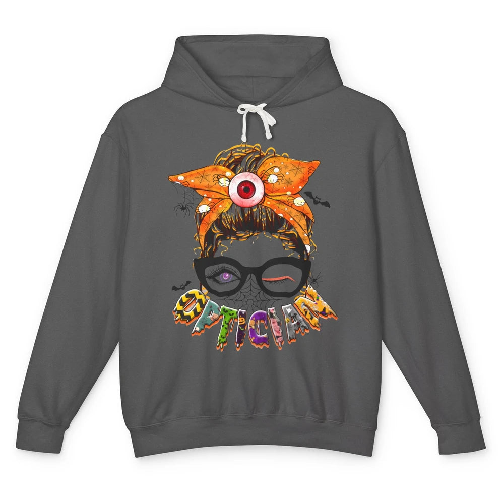 Optician Halloween Women Messy Bun Optometrist Ophthalmic Unisex Lightweight Hoodie