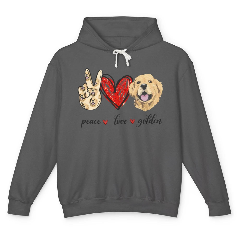 Peace Love Golden Dog Lover Golden Retriever Dad Mom Gift Unisex Lightweight Hoodie