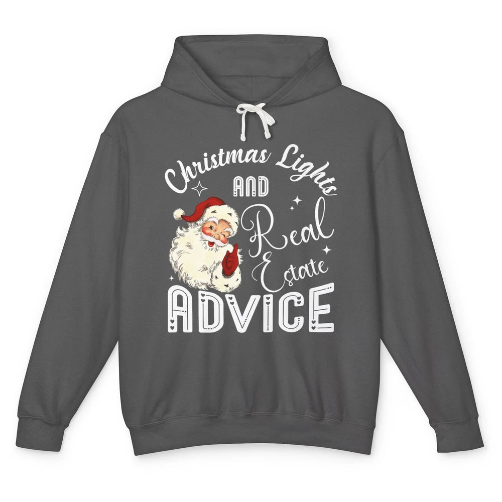 Merry Christmas Xmas Lights Santa Realtor Real Estate Advice Unisex Lightweight Hoodie