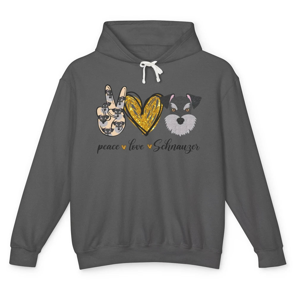 Peace Love Schnauzer Dog Lover Schnauzer Dad Mom Gift Unisex Lightweight Hoodie