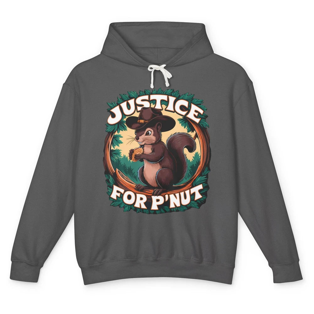 Justice For P'Nut Cute Peanut Squirrel Cowboy Funny Rodeo Howdy Western Country Unisex Lightweight Hoodie