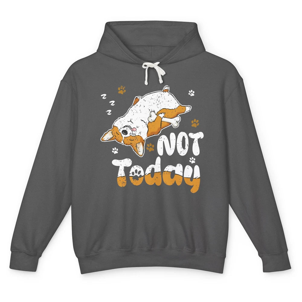 Retro Lazy Corgi Not Today World Lazy Day Corgi Dog Lovers Unisex Lightweight Hoodie
