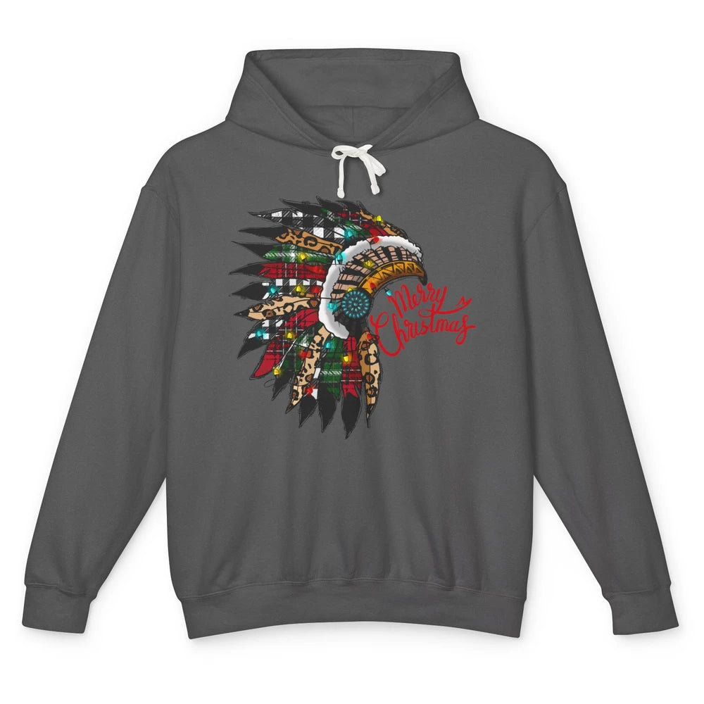 Christmas Headdress Indian Hat Leopard Western Christmas Unisex Lightweight Hoodie