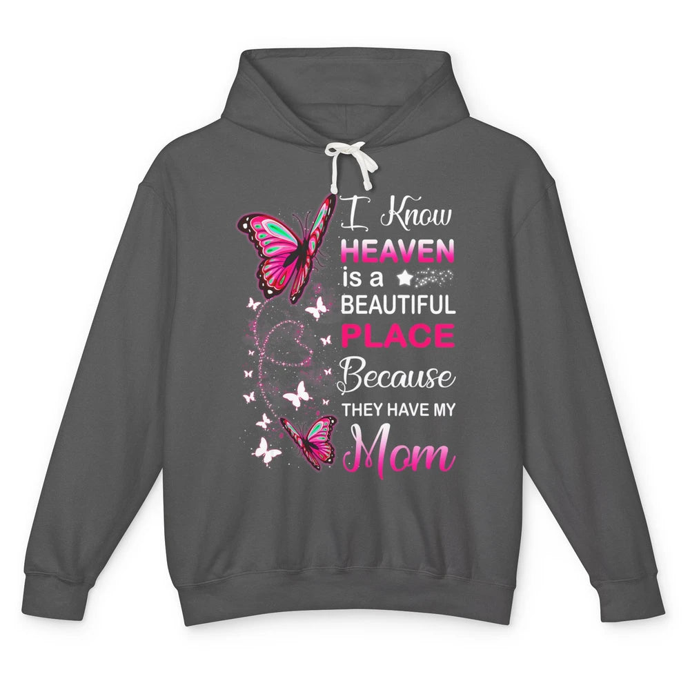 My Mom In Heaven Angel Wings Mother Memories Butterflies Unisex Lightweight Hoodie