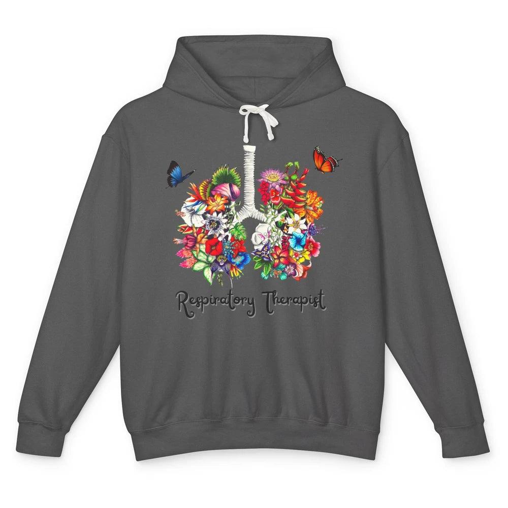 Respiratory Therapy Floral Lung Respiratory Therapist Gift Unisex Lightweight Hoodie