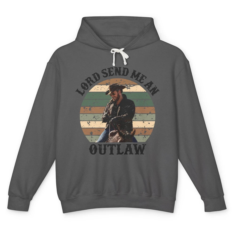 Retro Cowboy Horsing Lord Send Me An Outlaw Western Country Unisex Lightweight Hoodie