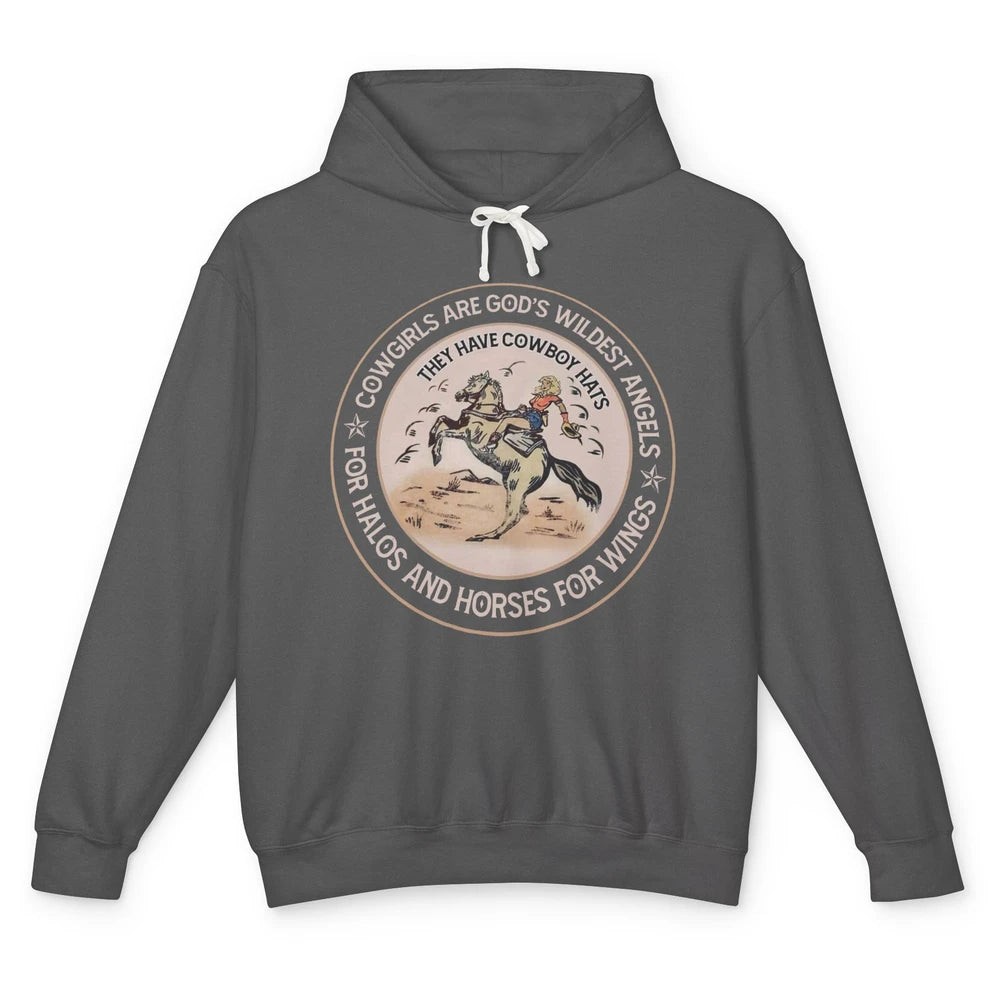 Retro Cowgirls Are God's Wildest Angel Western Country Rodeo Unisex Lightweight Hoodie