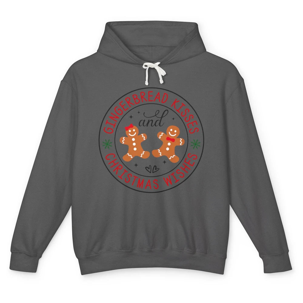 Christmas Gingerbread Kissed And Christmas Wishes Winter Unisex Lightweight Hoodie