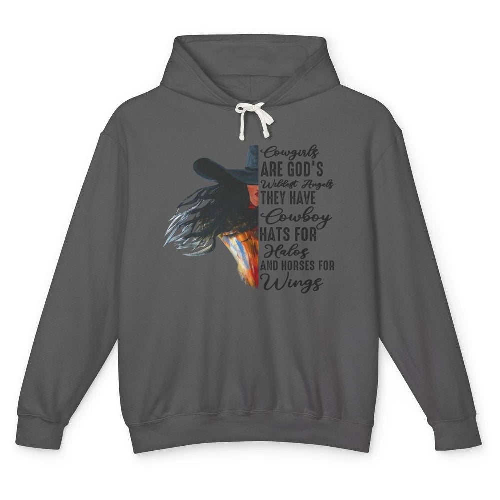 Retro Cowgirls Are God's Wildest Angel Western Country Rodeo Unisex Lightweight Hoodie