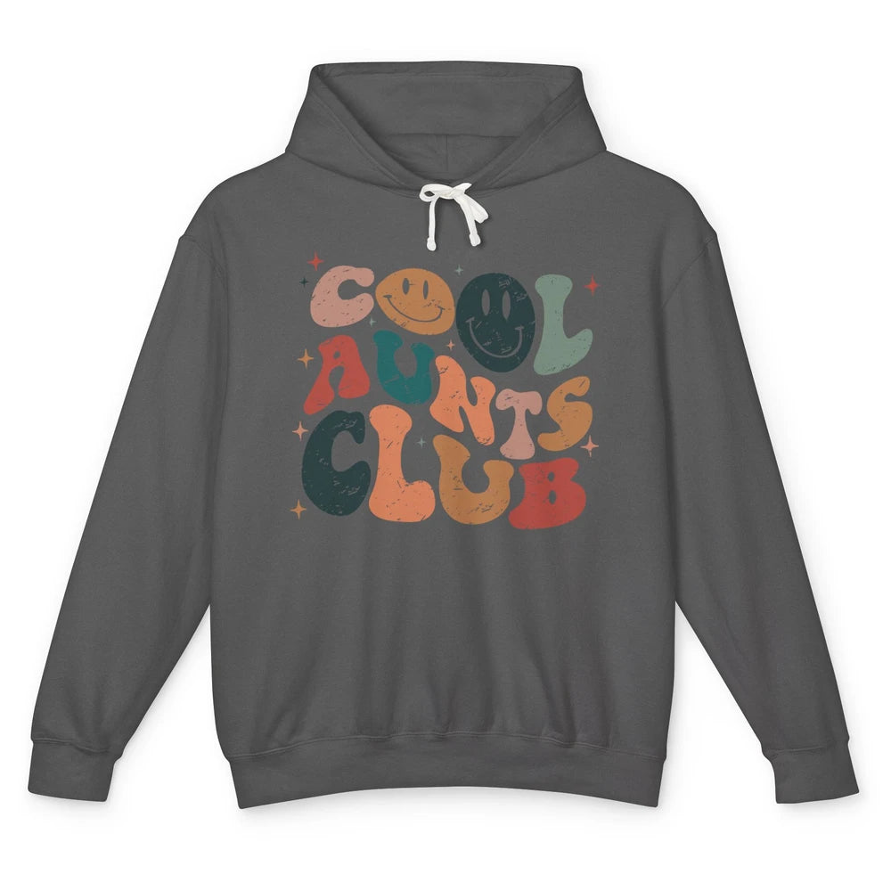 Retro Cool Aunts Club Funny Smiling Face Auntie Sister Gift Unisex Lightweight Hoodie