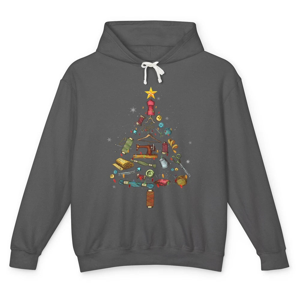 Merry Christmas Sewing Yarn Quilting Xmas Tree Sew Machine Unisex Lightweight Hoodie