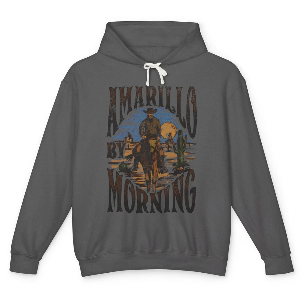Retro Cowboy Riding Horse Desert Amarillo By Morning Western Unisex Lightweight Hoodie