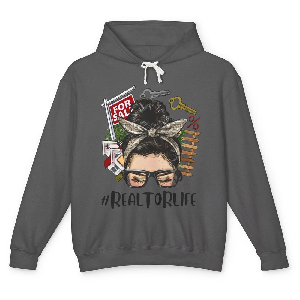 Realtor Life Messy Bun Real Estate Agent Housing Investment Unisex Lightweight Hoodie