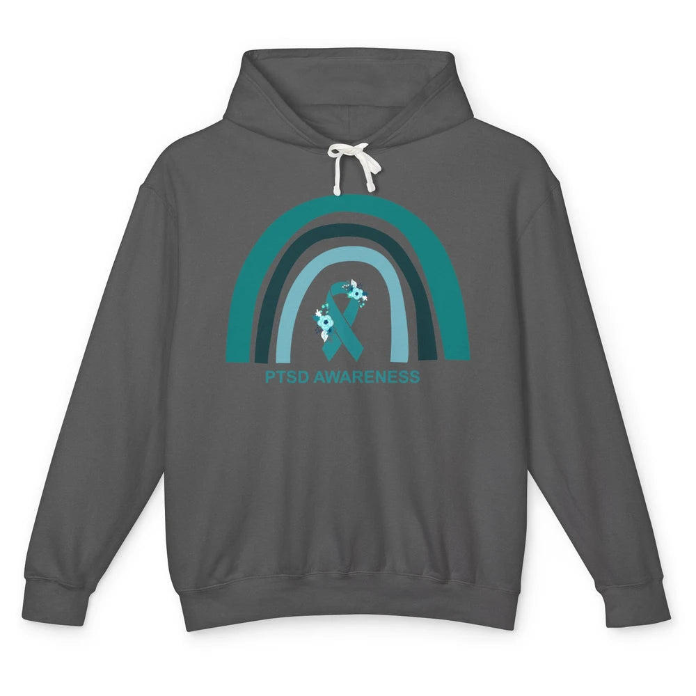 Post-traumatic Stress Disorder Awareness PTSD Teal Ribbon Unisex Lightweight Hoodie