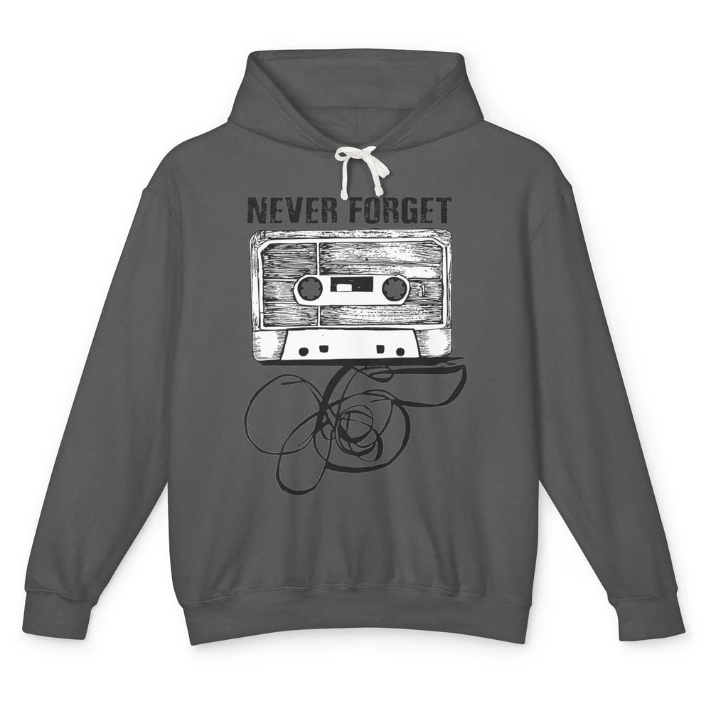 Retro 70s 80s 90s Never Forget Tape Cassette Pencil Music Unisex Lightweight Hoodie