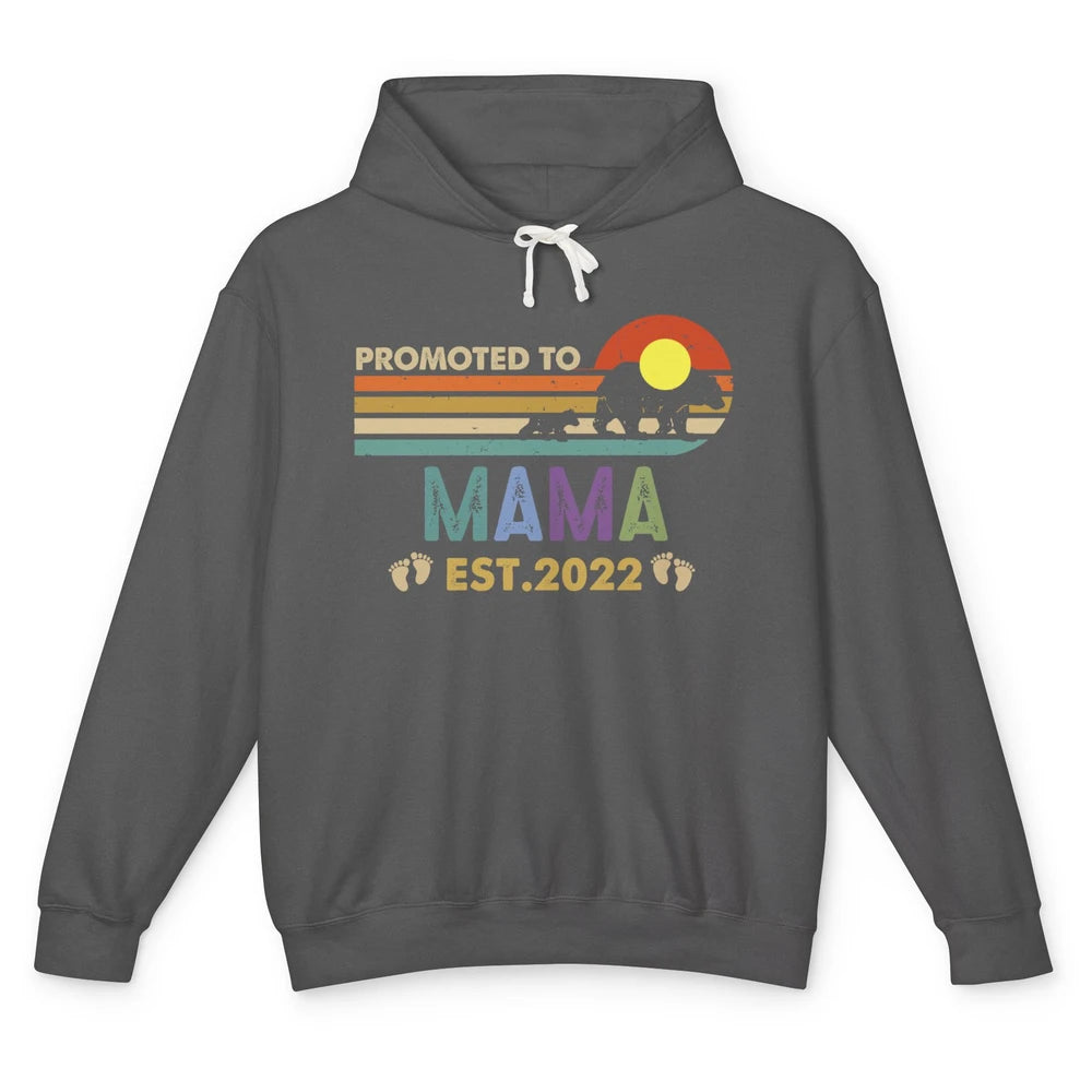 Retro Mama Bear Promoted To Mama Est 2022 First Mothers Day Unisex Lightweight Hoodie