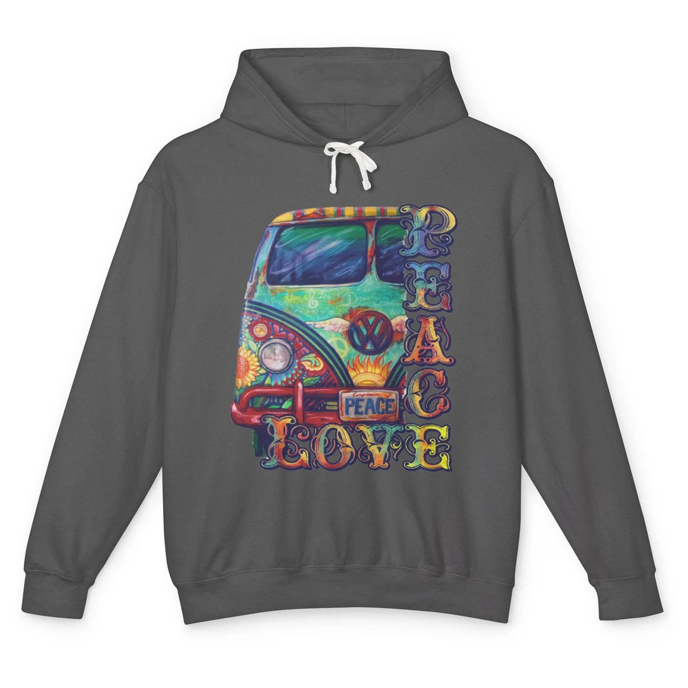 Peace And Love Hippie Van Peacemobile Vintage Gift Camping Unisex Lightweight Hoodie