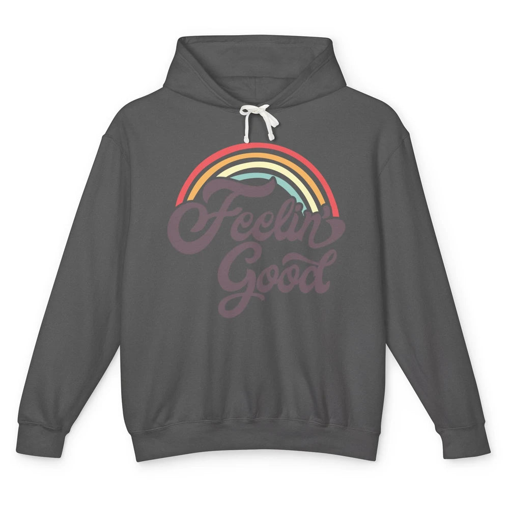 Retro Rainbow Feeling Good Hippie Summer Vintage Positive Unisex Lightweight Hoodie