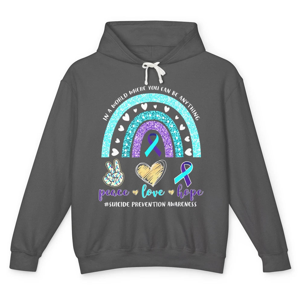 Peace Hope Love Rainbow Suicide Prevention Awareness Month Unisex Lightweight Hoodie