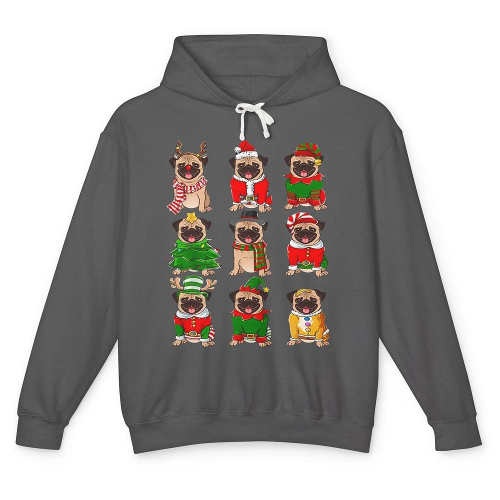 Pug Collection Christmas Santa Pug Dog Christmas Pugmas Unisex Lightweight Hoodie
